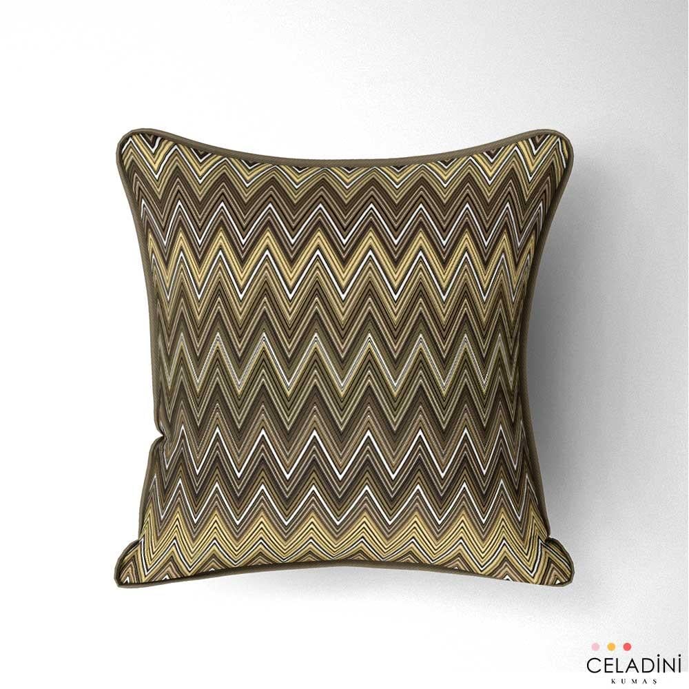 Missoni Tarzı Kahverengi Zigzag Kumaş