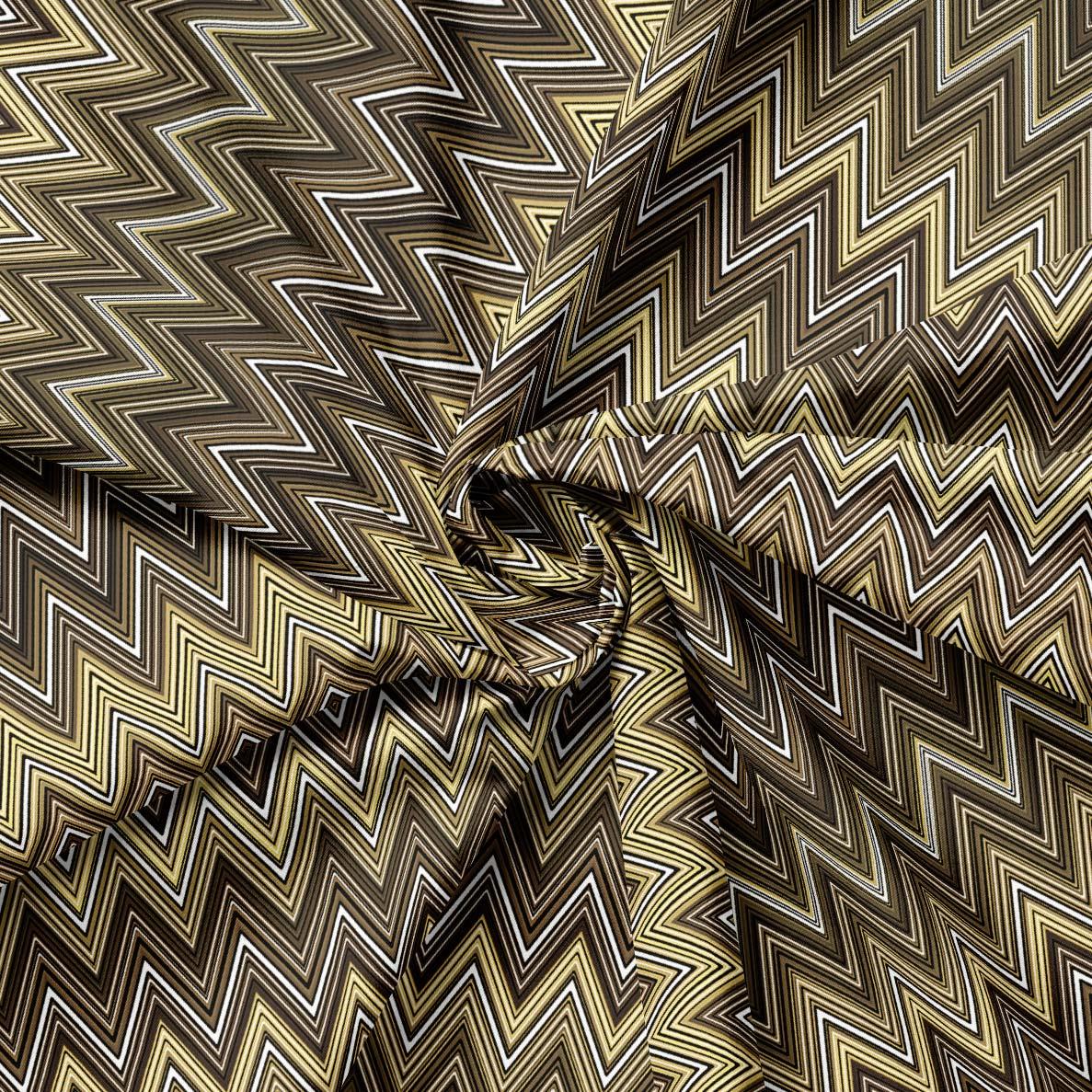 Missoni Tarzı Kahverengi Zigzag Kumaş