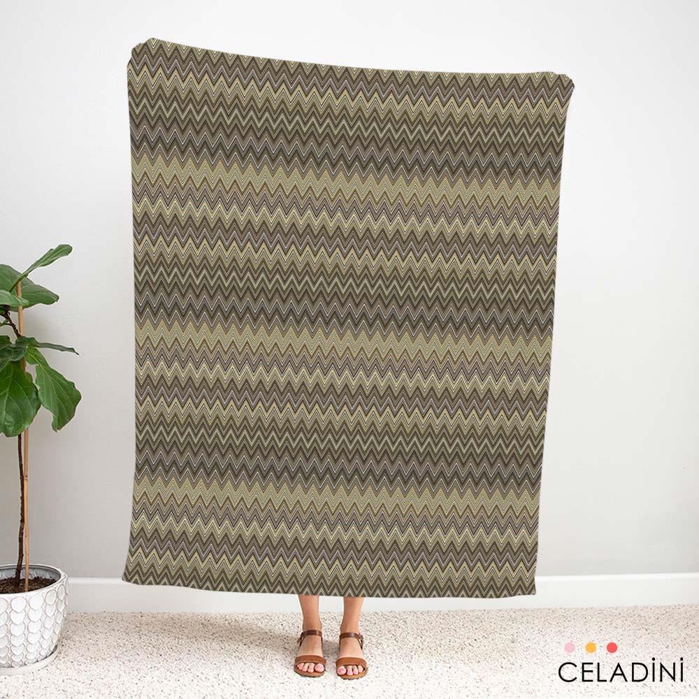 Missoni Tarzı Kahverengi Zigzag Kumaş