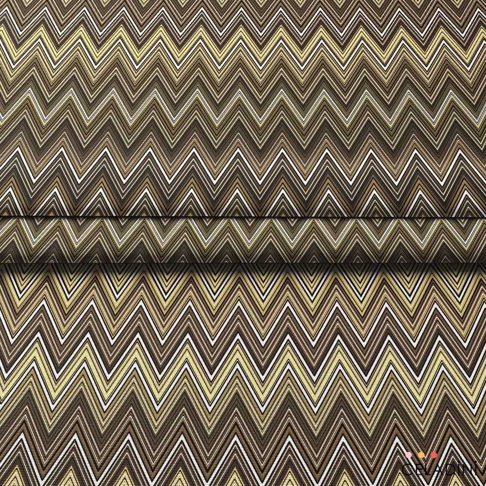 Missoni Tarzı Kahverengi Zigzag Kumaş