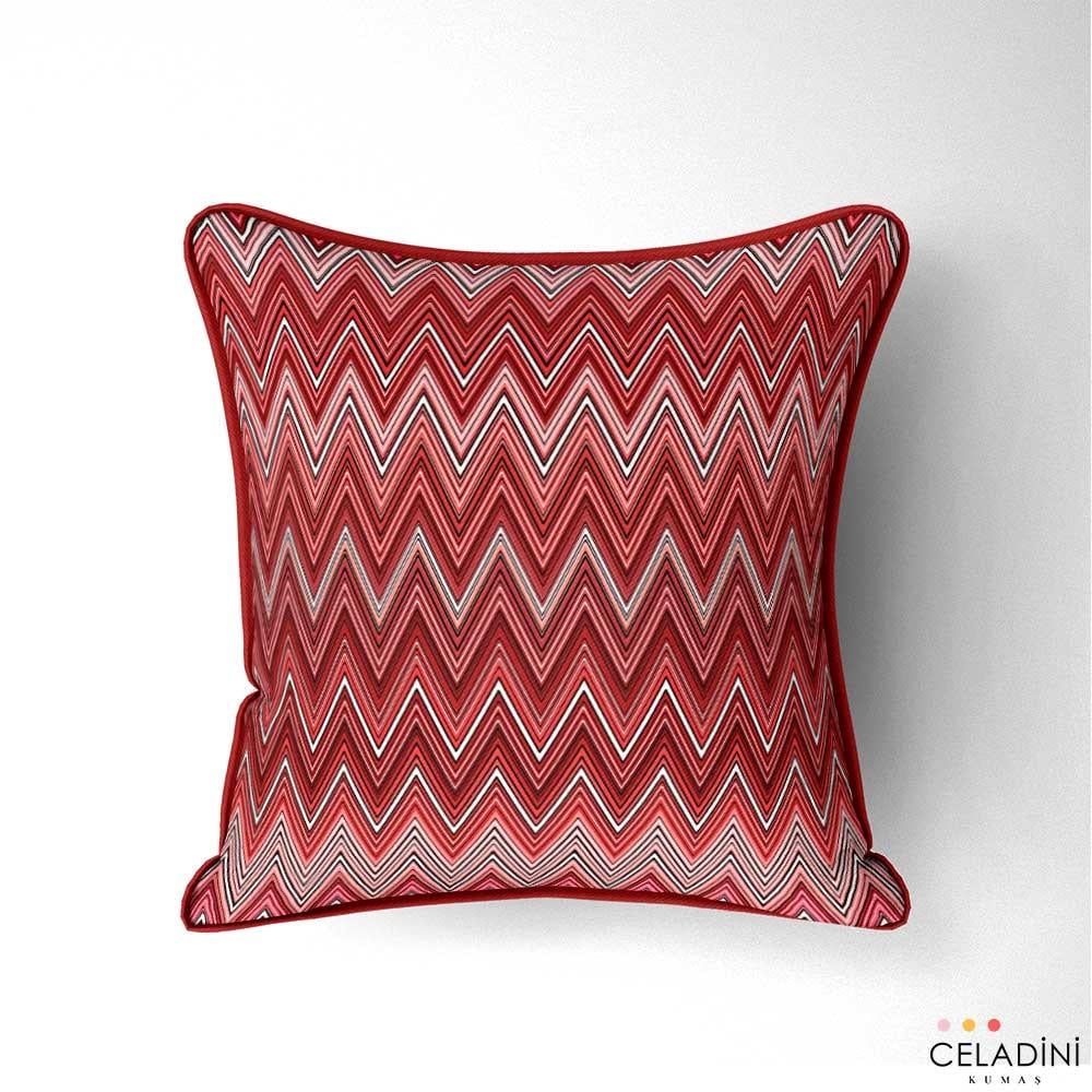 Missoni Tarzı Kırmızı Zigzag Kumaş