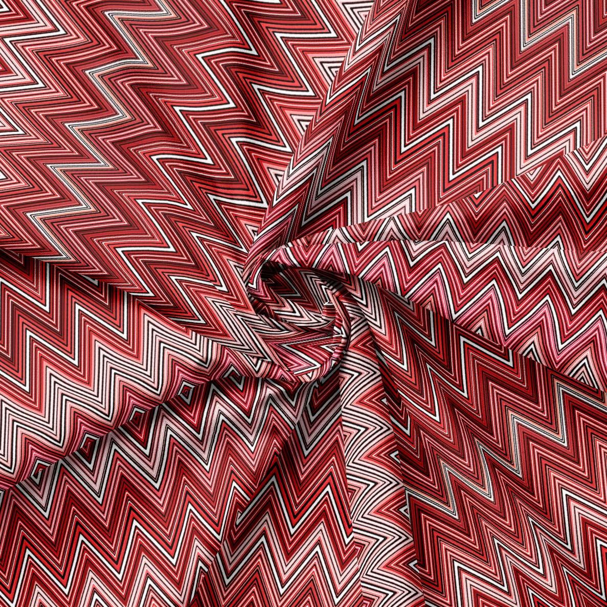 Missoni Tarzı Kırmızı Zigzag Kumaş