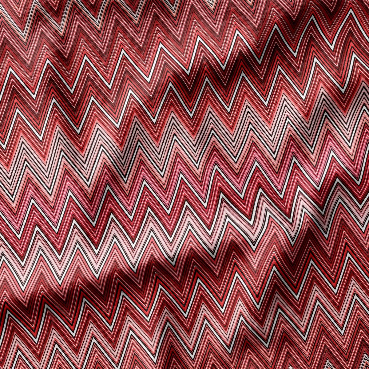 Missoni Tarzı Kırmızı Zigzag Kumaş