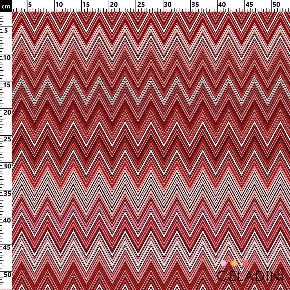 Missoni Tarzı Kırmızı Zigzag Kumaş