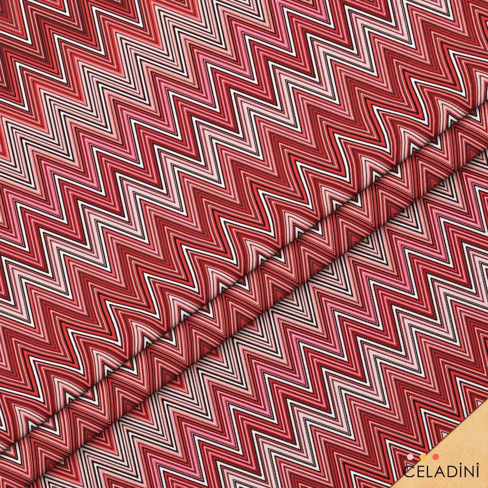 Missoni Tarzı Kırmızı Zigzag Kumaş