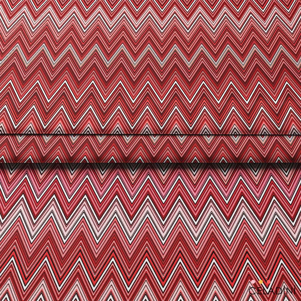 Missoni Tarzı Kırmızı Zigzag Kumaş