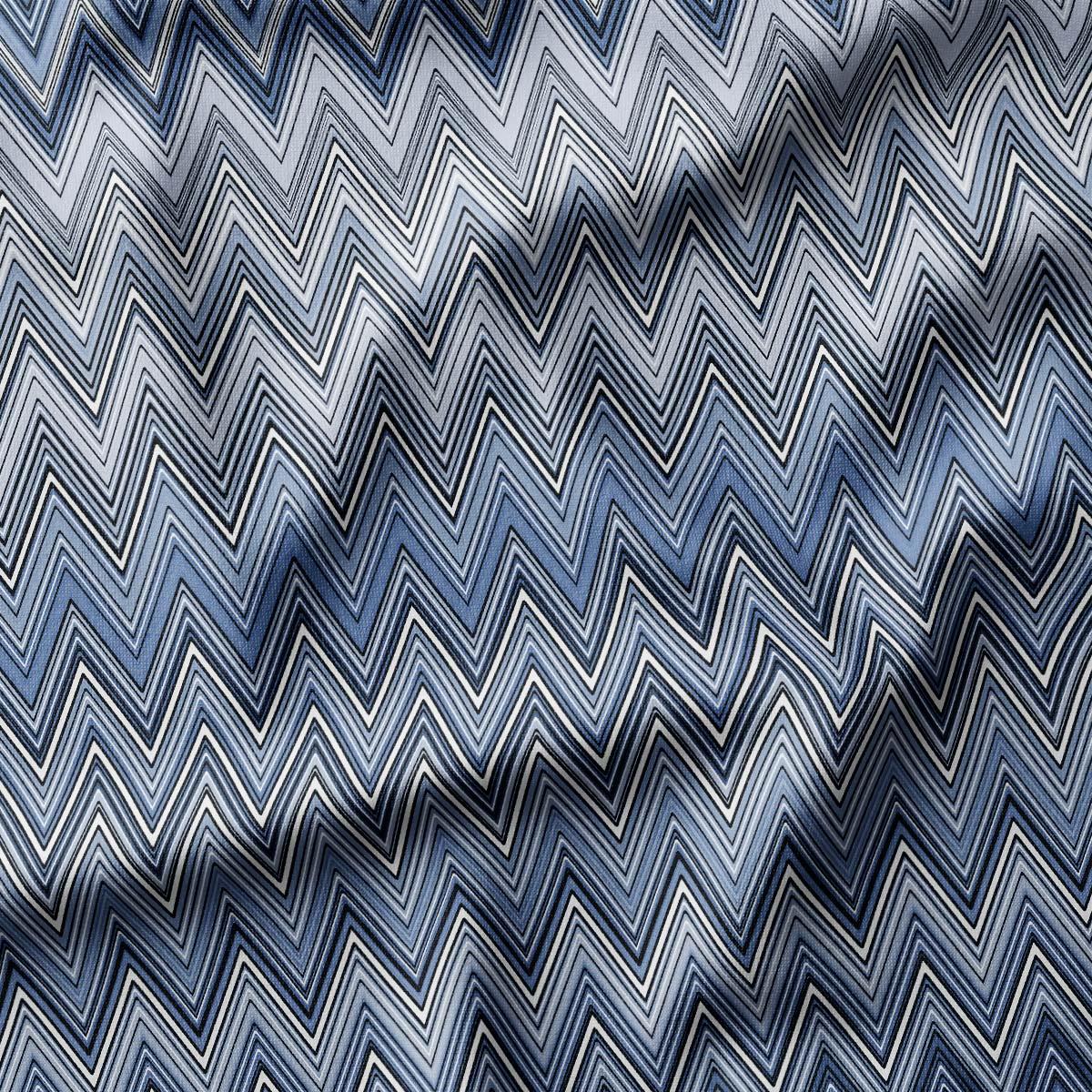 Missoni Tarzı Lacivert Gri Zigzag Kumaş