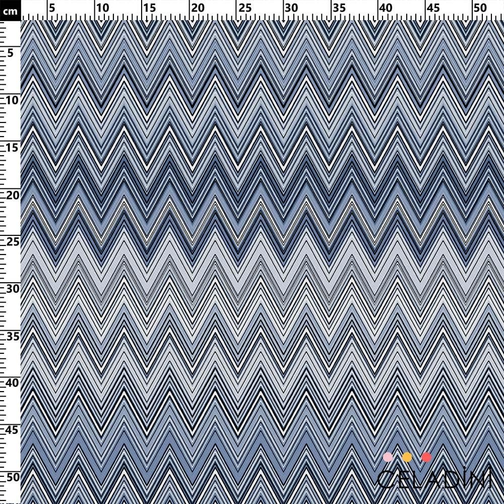 Missoni Tarzı Lacivert Gri Zigzag Kumaş
