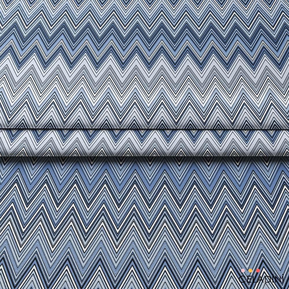 Missoni Tarzı Lacivert Gri Zigzag Kumaş