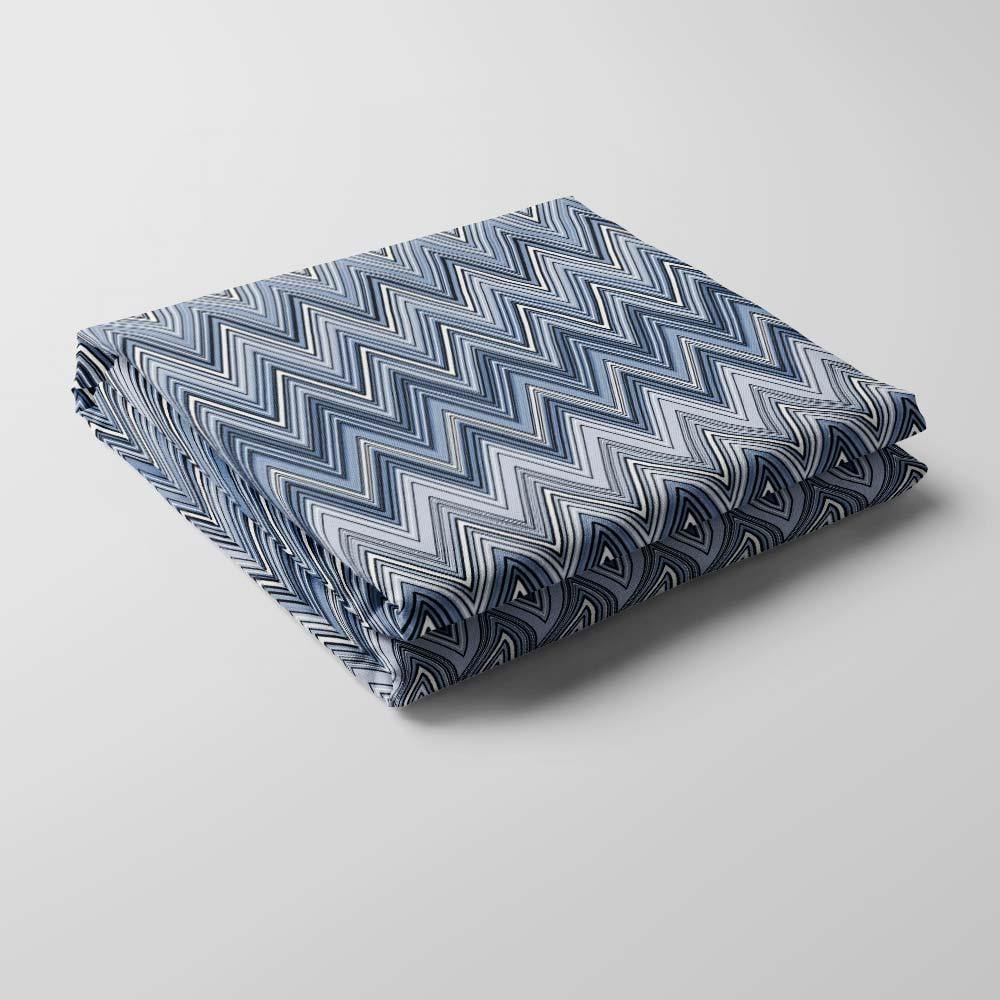 Missoni Tarzı Lacivert Gri Zigzag Kumaş