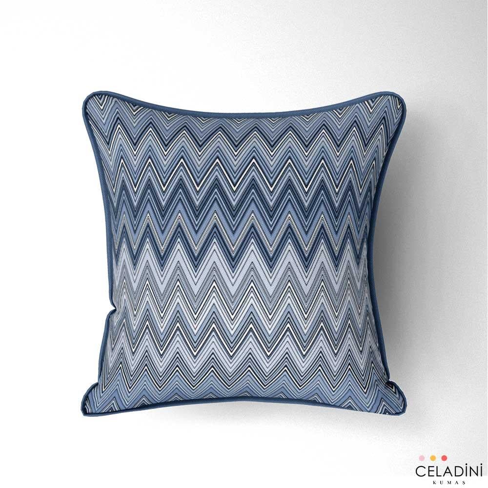 Missoni Tarzı Lacivert Gri Zigzag Kumaş