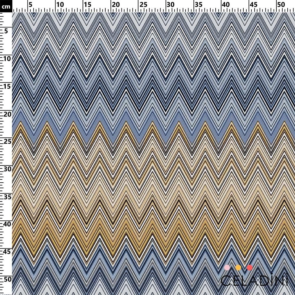 Missoni Tarzı Lacivert Kahve Zigzag Kumaş