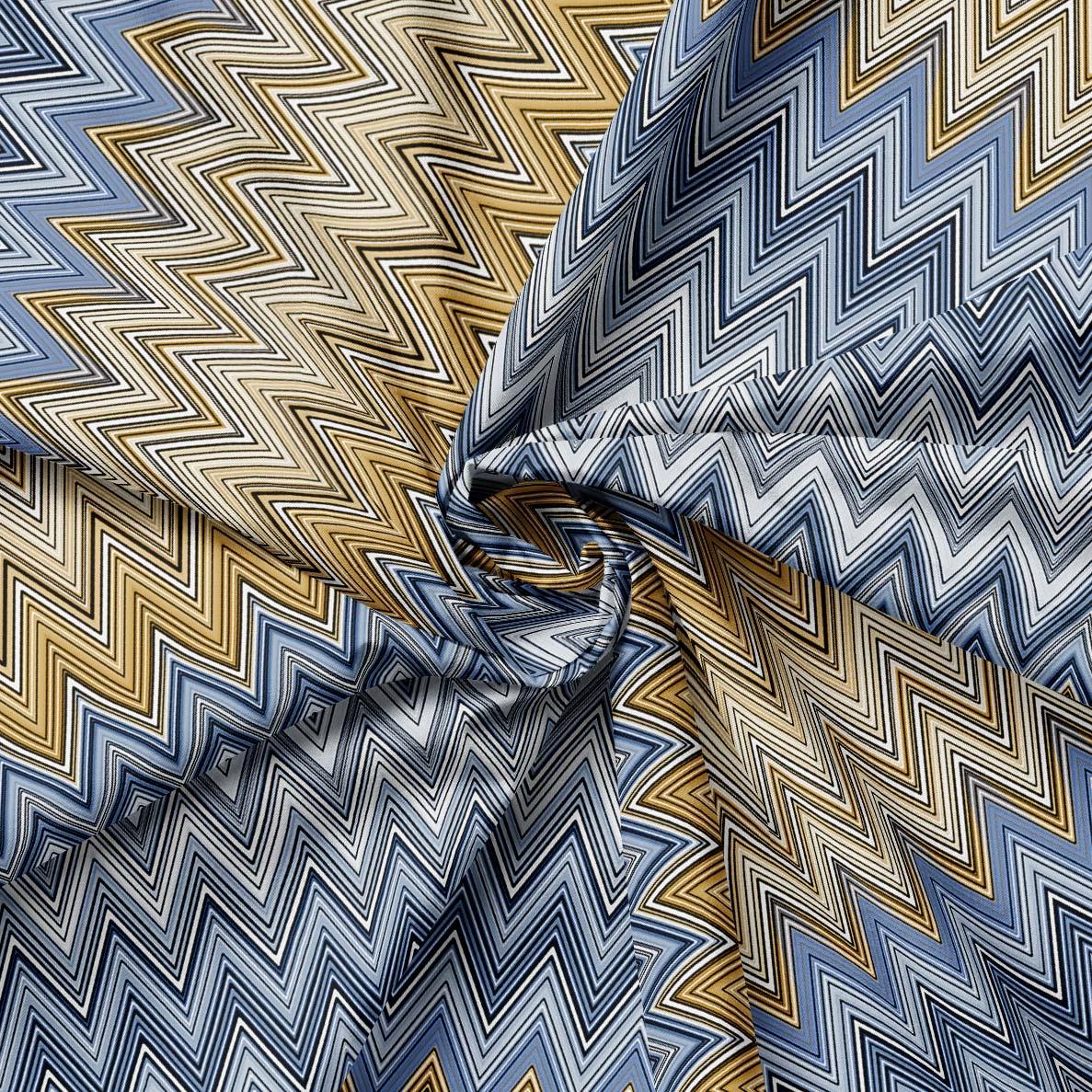 Missoni Tarzı Lacivert Kahve Zigzag Kumaş