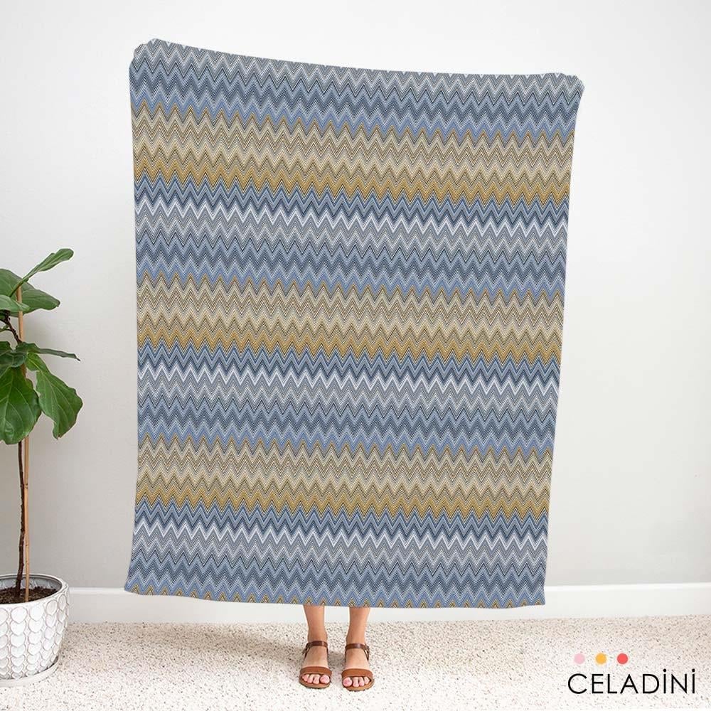 Missoni Tarzı Lacivert Kahve Zigzag Kumaş