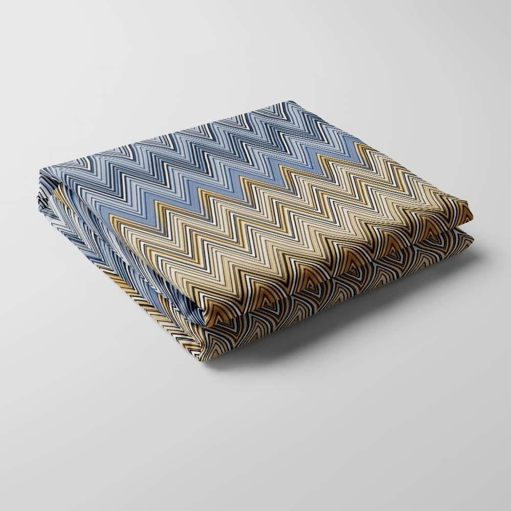 Missoni Tarzı Lacivert Kahve Zigzag Kumaş