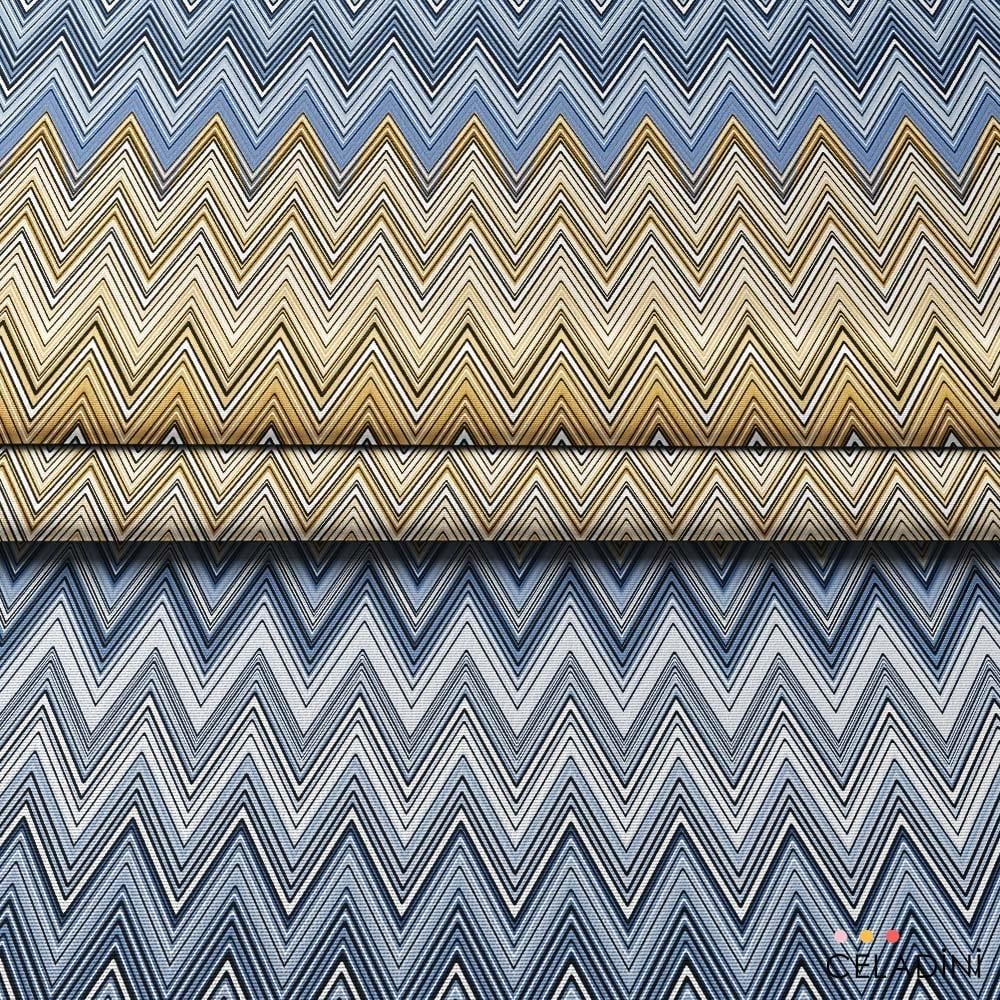 Missoni Tarzı Lacivert Kahve Zigzag Kumaş