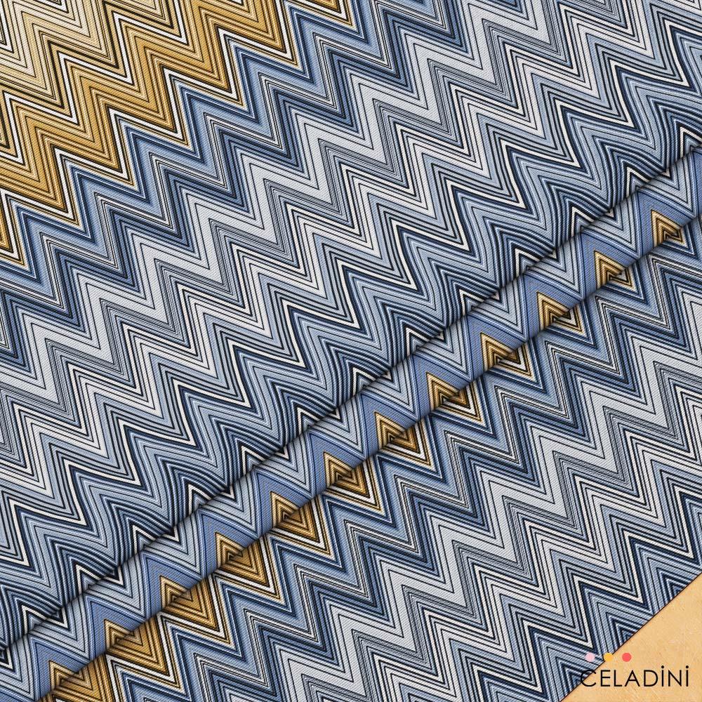 Missoni Tarzı Lacivert Kahve Zigzag Kumaş