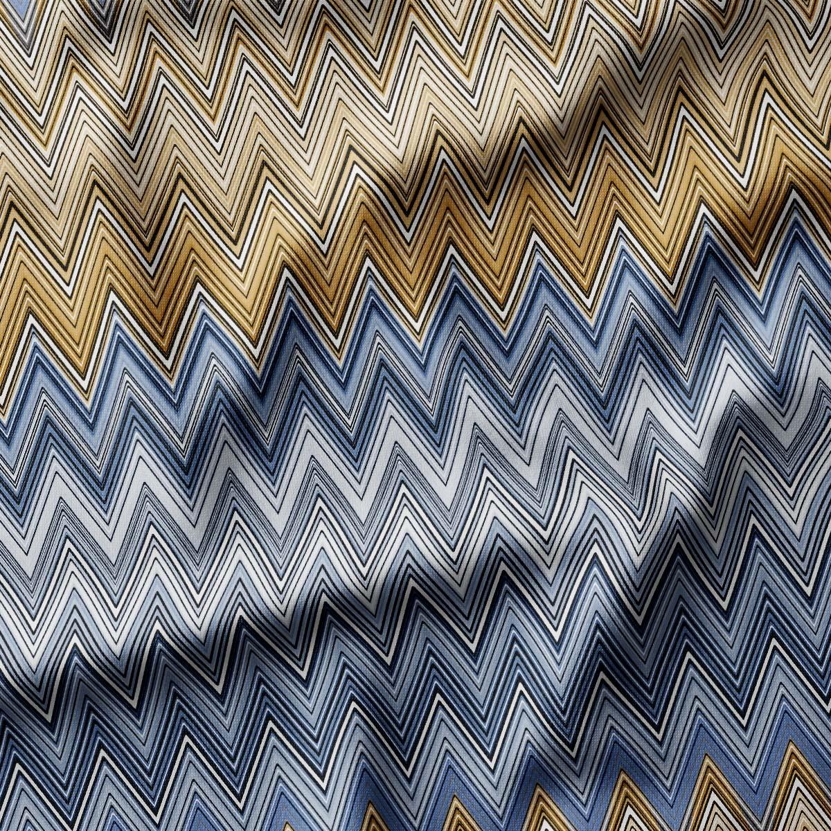 Missoni Tarzı Lacivert Kahve Zigzag Kumaş