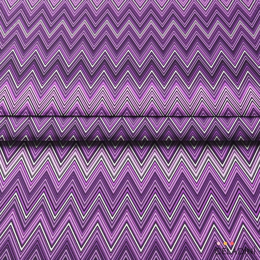 Missoni Tarzı Mor Renk Zigzag Kumaş