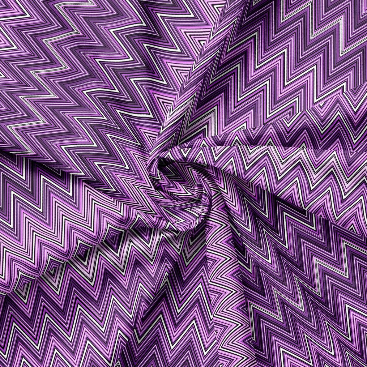 Missoni Tarzı Mor Renk Zigzag Kumaş