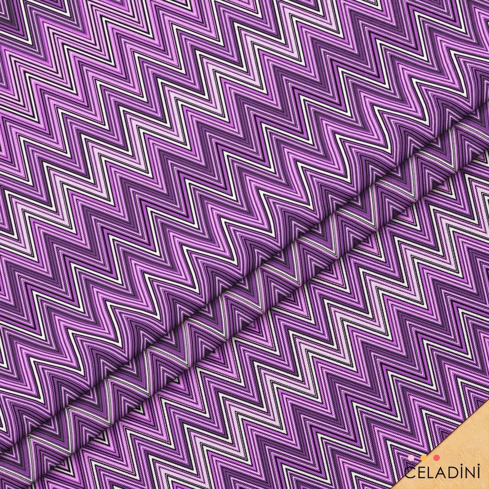 Missoni Tarzı Mor Renk Zigzag Kumaş