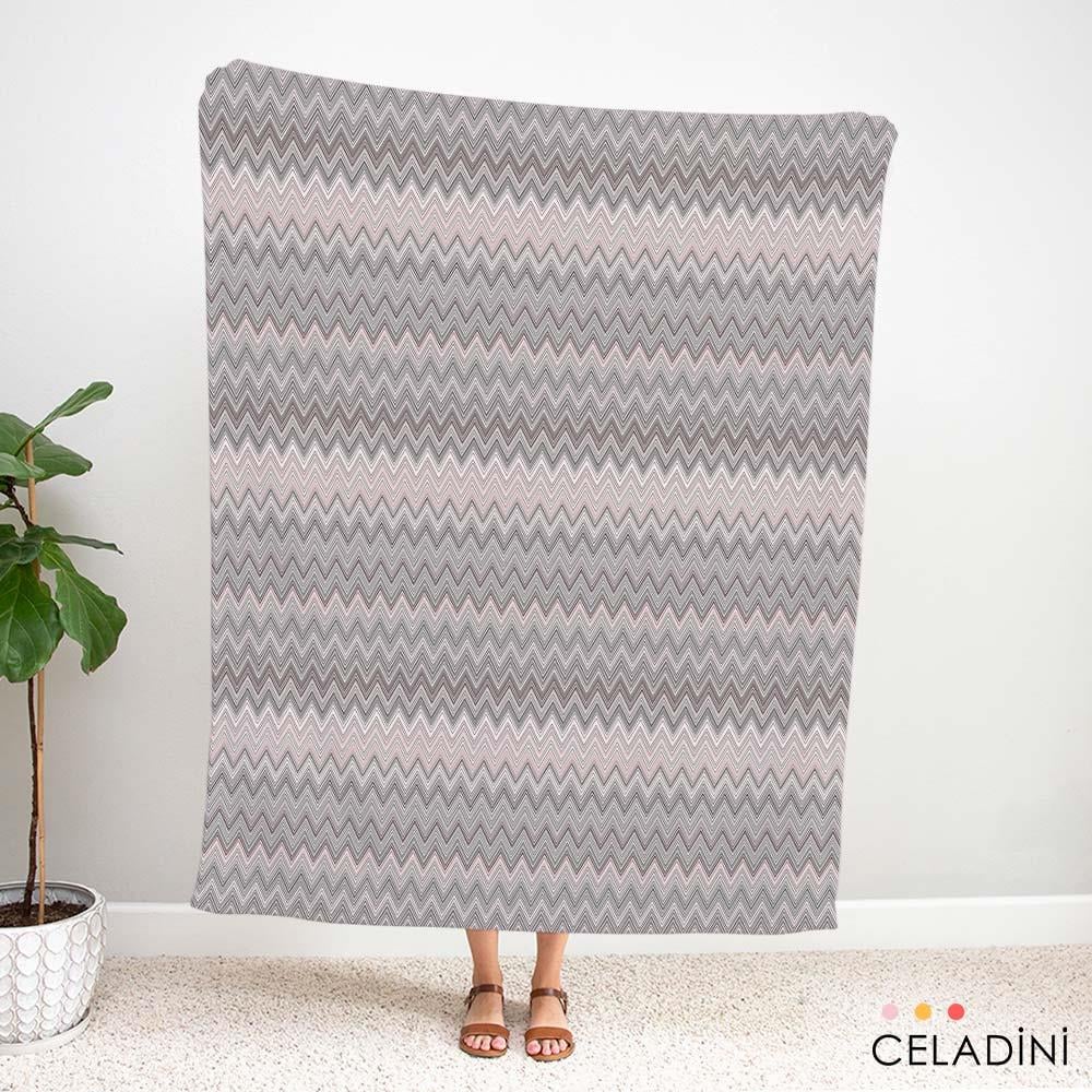 Missoni Tarzı Pembe Gri Zigzag Kumaş