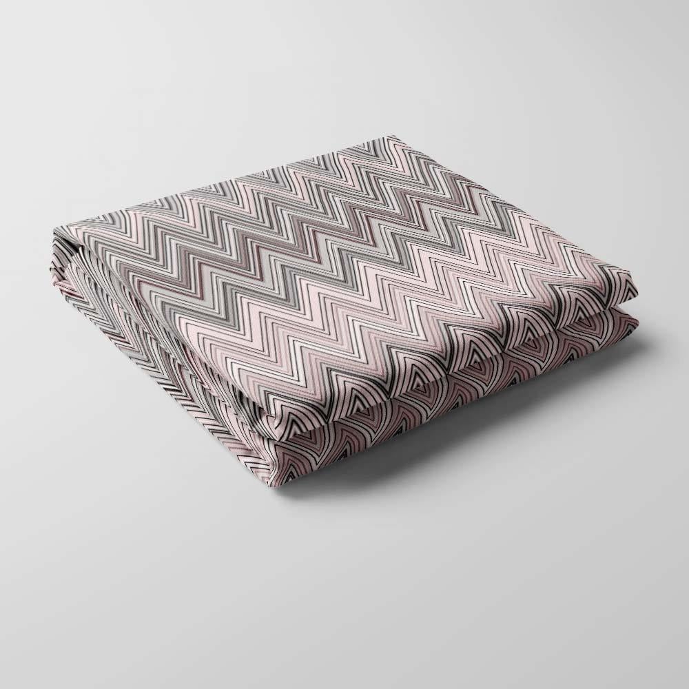 Missoni Tarzı Pembe Gri Zigzag Kumaş