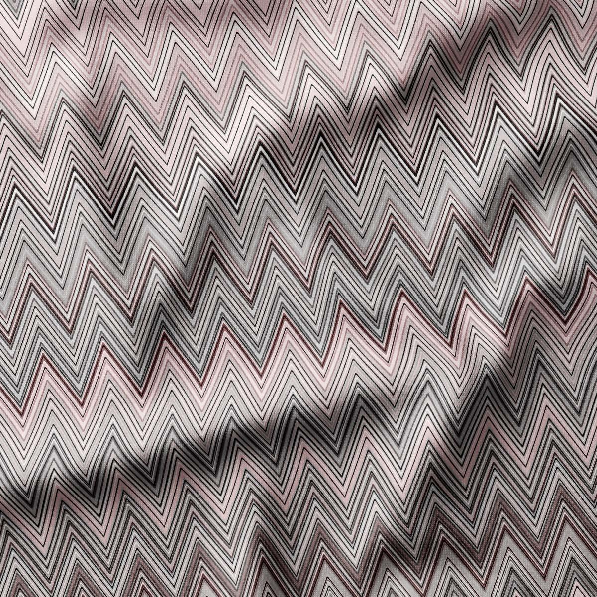Missoni Tarzı Pembe Gri Zigzag Kumaş