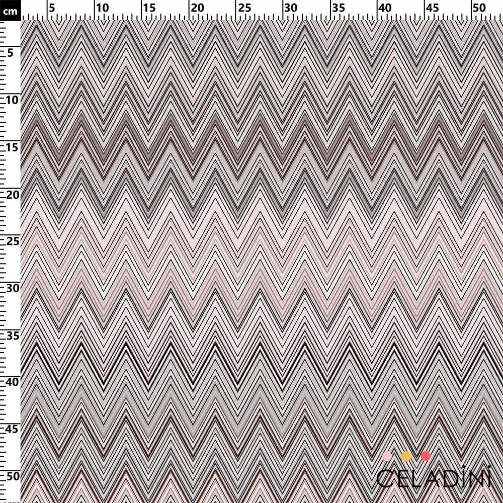 Missoni Tarzı Pembe Gri Zigzag Kumaş