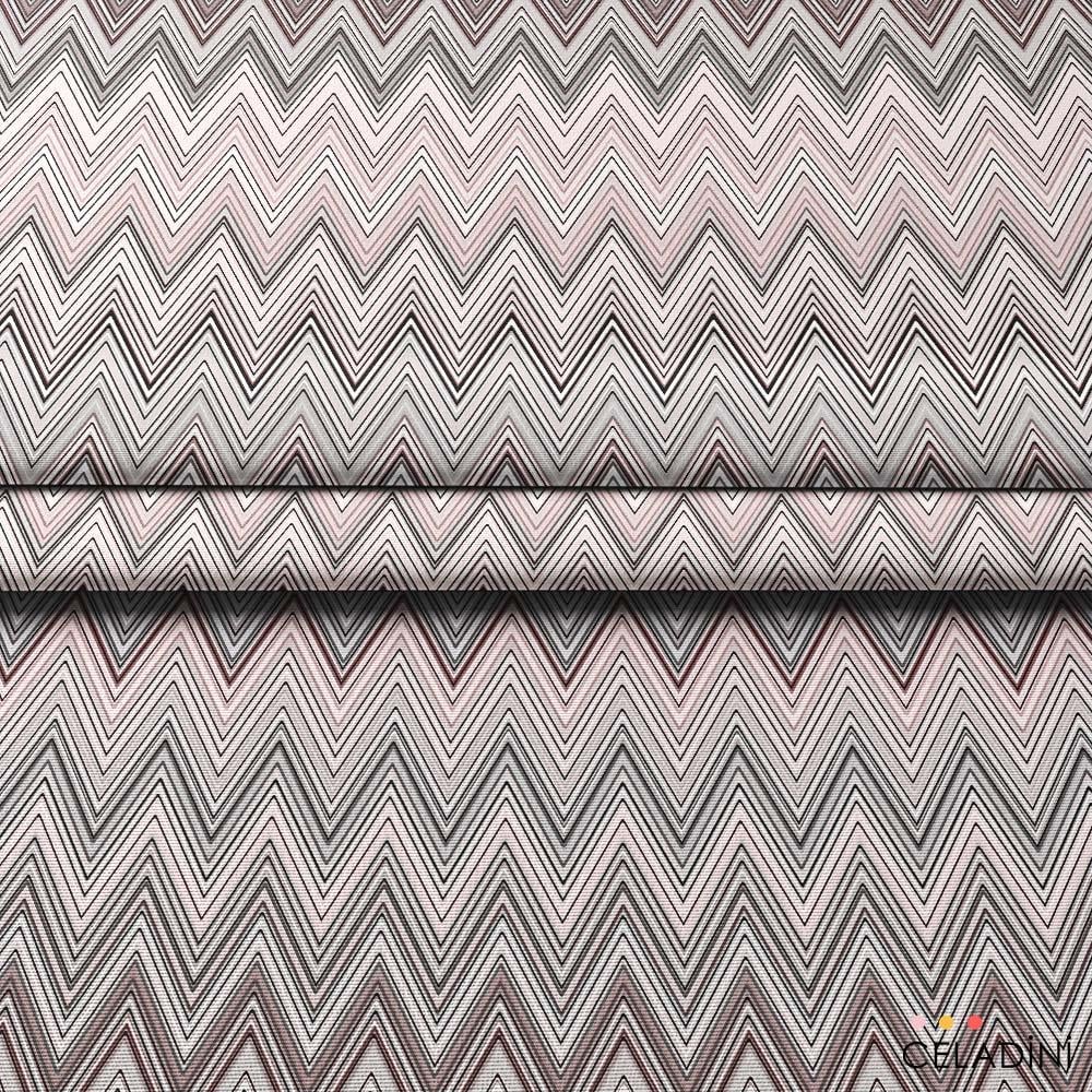 Missoni Tarzı Pembe Gri Zigzag Kumaş
