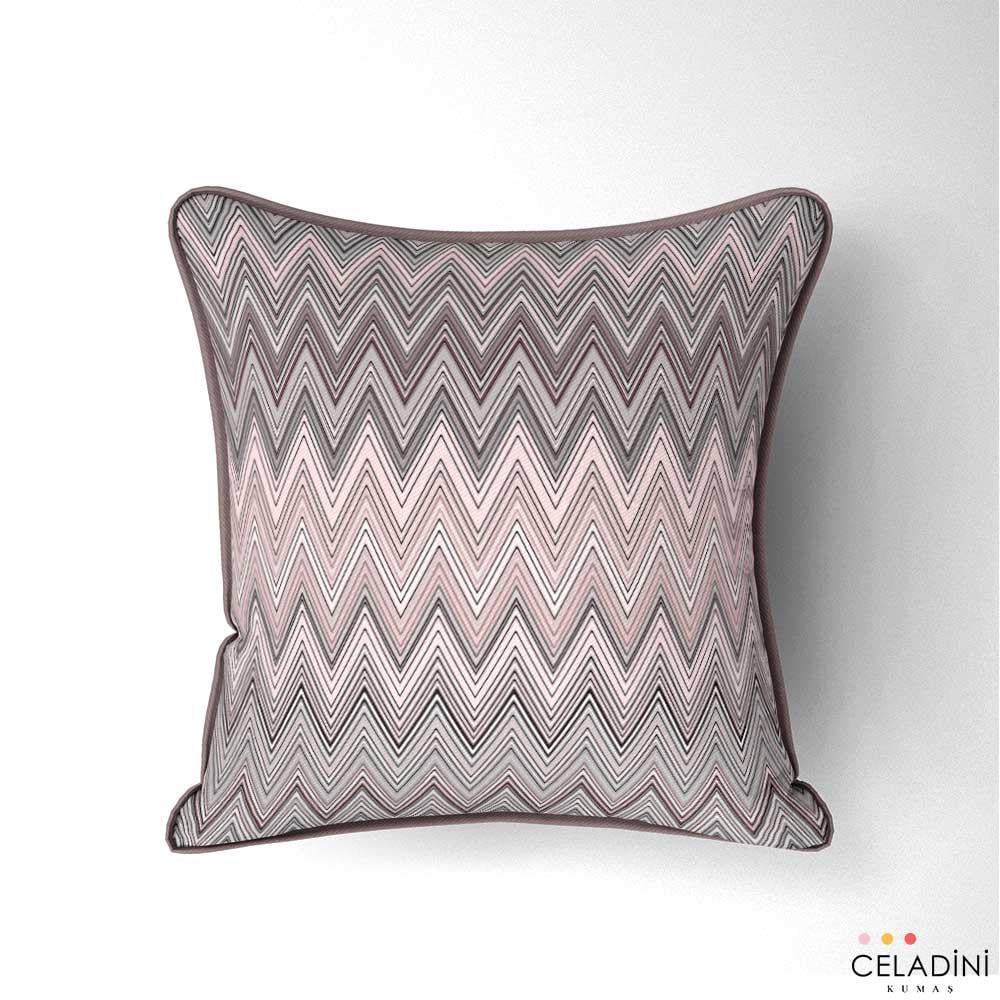 Missoni Tarzı Pembe Gri Zigzag Kumaş