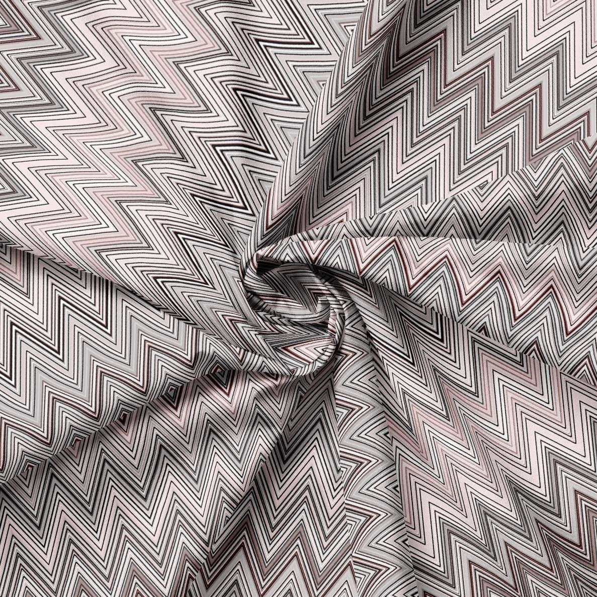 Missoni Tarzı Pembe Gri Zigzag Kumaş
