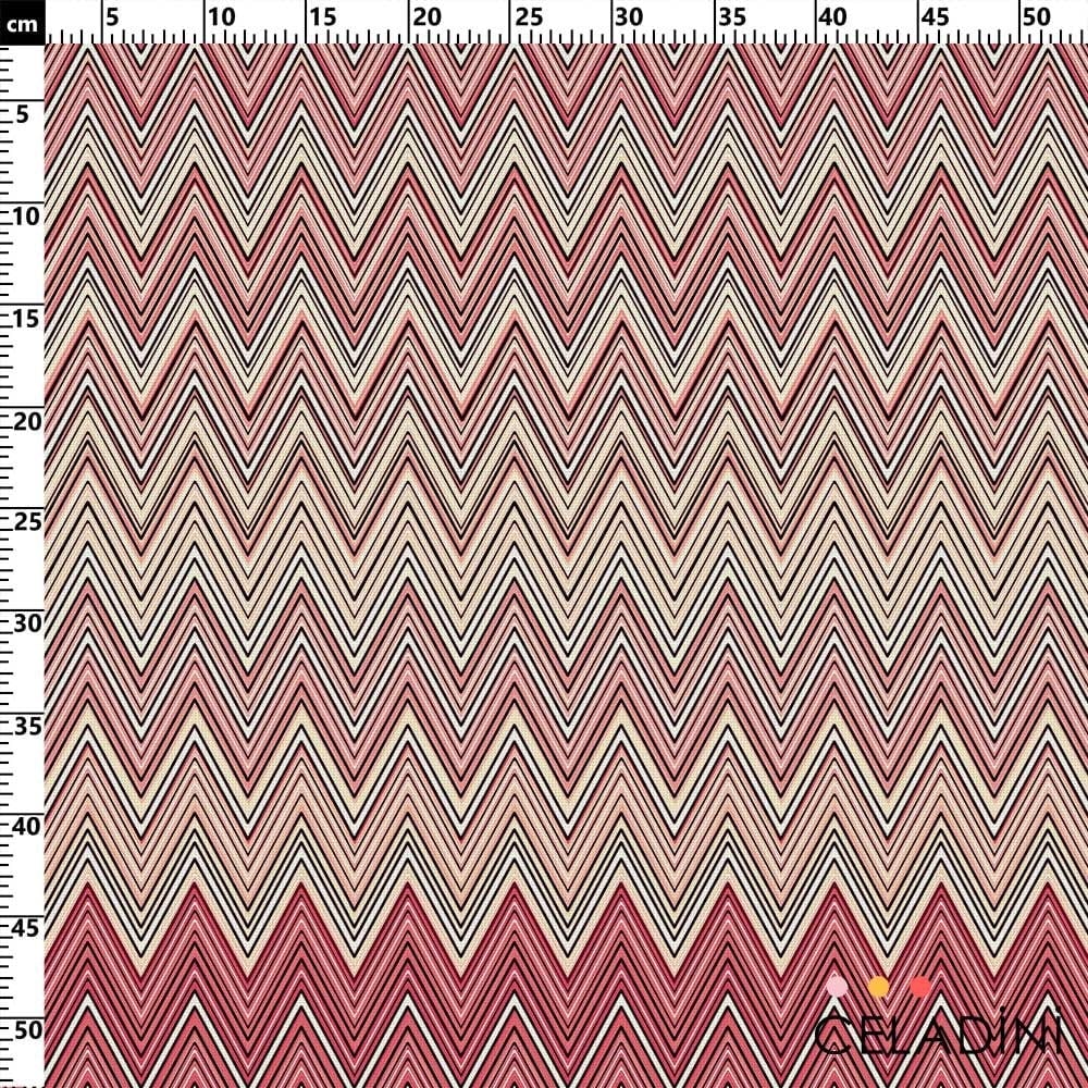 Missoni Tarzı Pembe Renk Geçişli Zigzag Kumaş