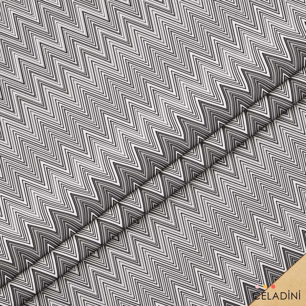 Missoni Tarzı Renk Geçişli Gri Zigzag Kumaş