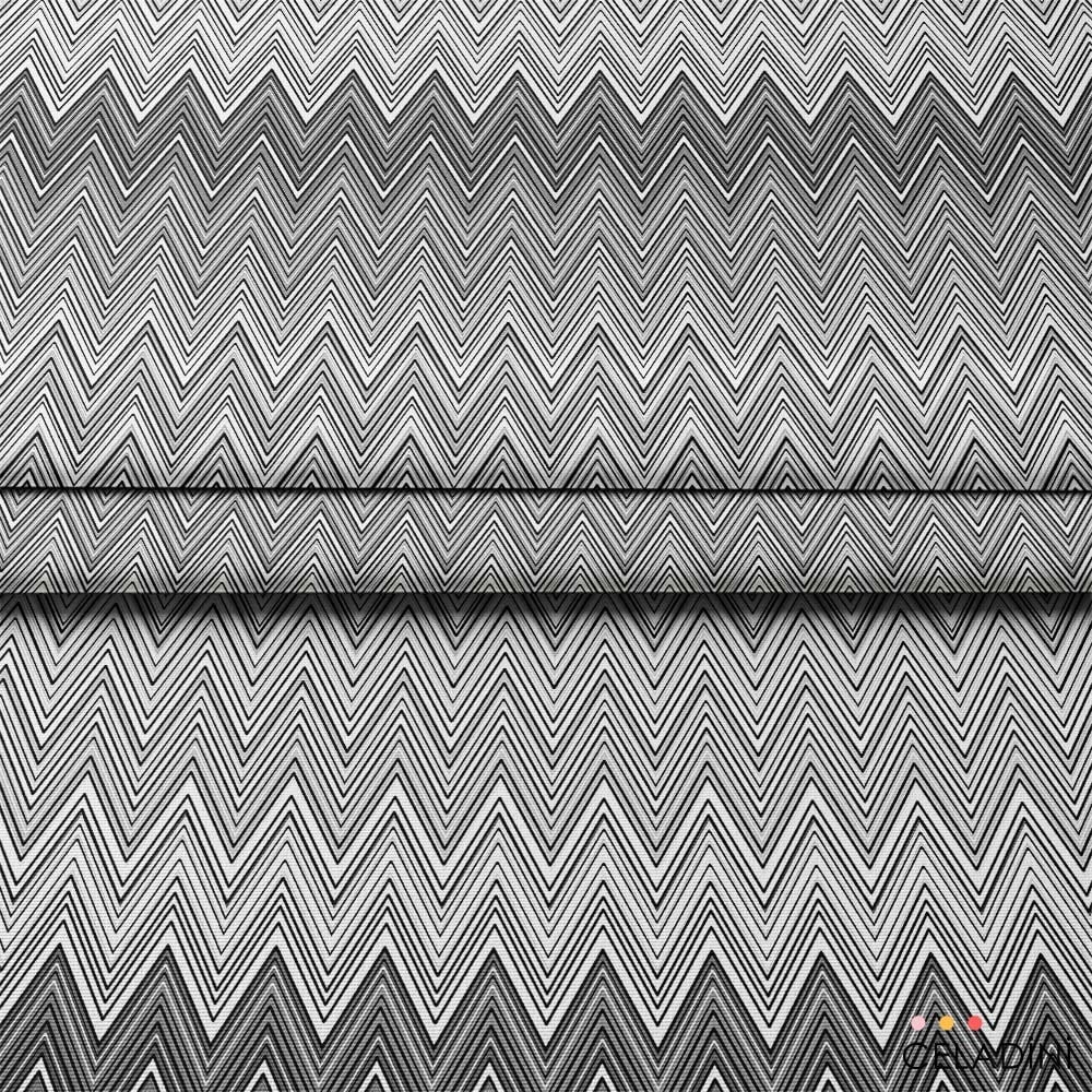 Missoni Tarzı Renk Geçişli Gri Zigzag Kumaş