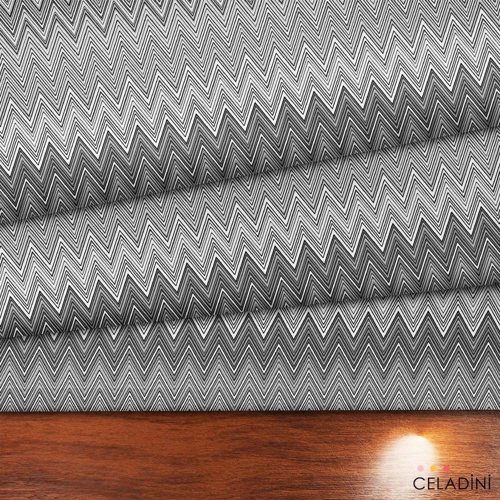 Missoni Tarzı Renk Geçişli Gri Zigzag Kumaş