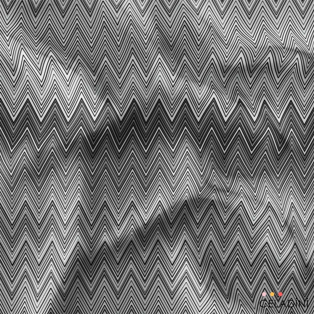 Missoni Tarzı Renk Geçişli Gri Zigzag Kumaş