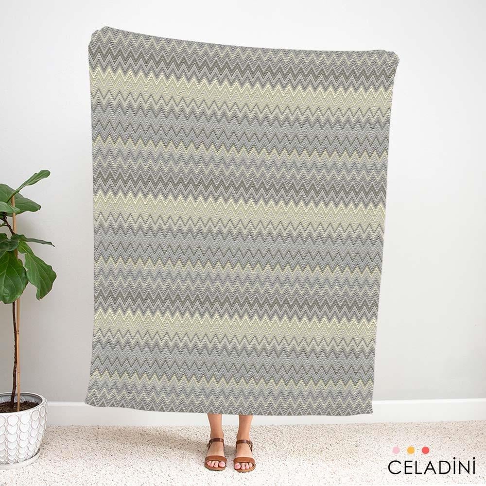 Missoni Tarzı Sarı Gri Zigzag Kumaş