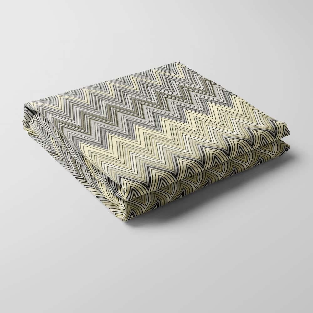 Missoni Tarzı Sarı Gri Zigzag Kumaş