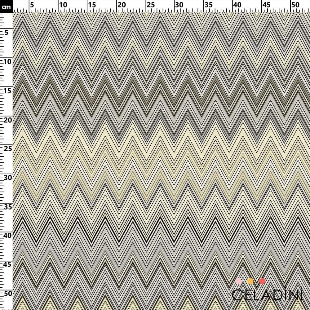 Missoni Tarzı Sarı Gri Zigzag Kumaş