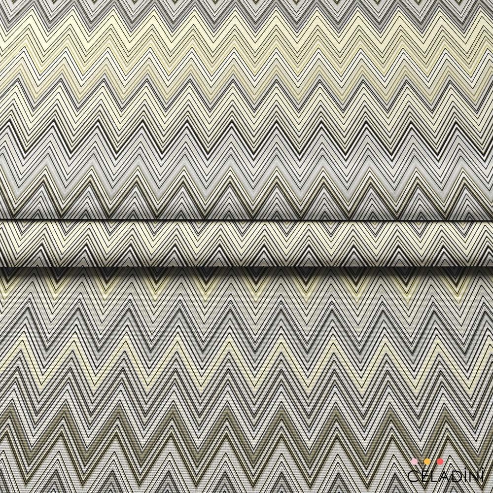 Missoni Tarzı Sarı Gri Zigzag Kumaş
