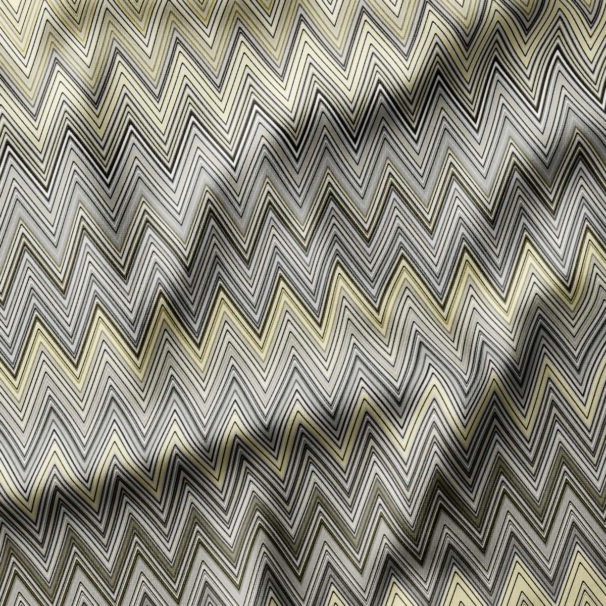 Missoni Tarzı Sarı Gri Zigzag Kumaş