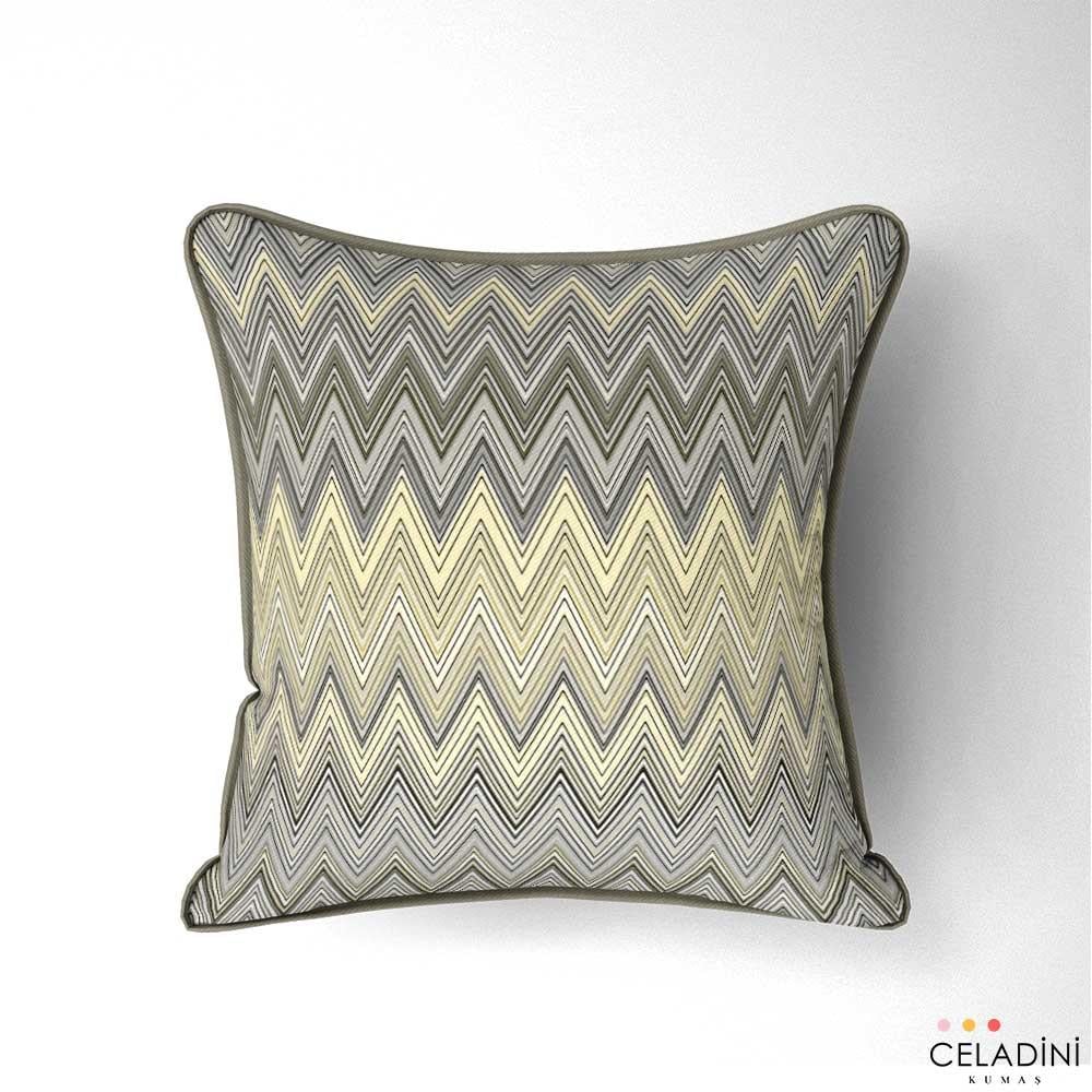 Missoni Tarzı Sarı Gri Zigzag Kumaş