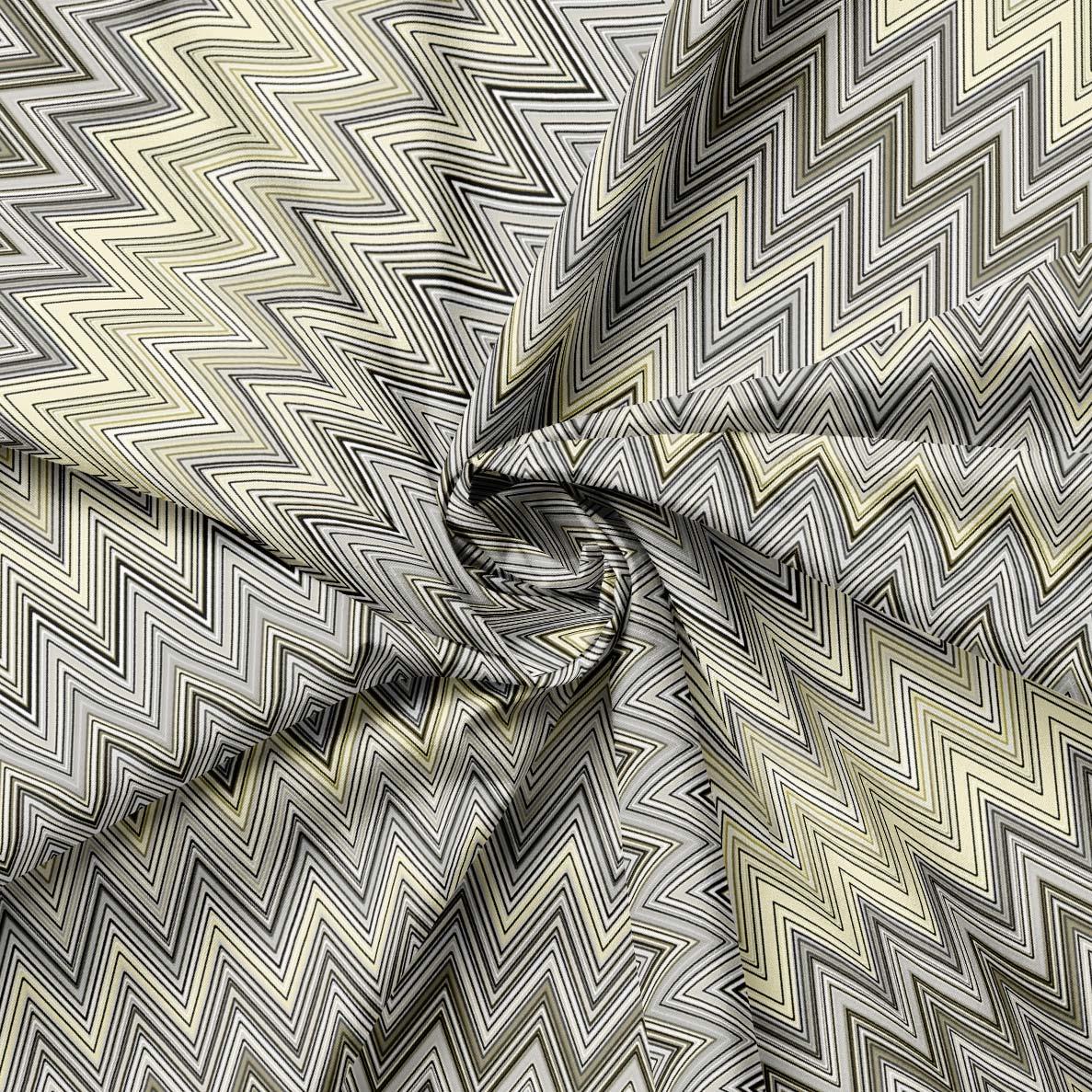 Missoni Tarzı Sarı Gri Zigzag Kumaş
