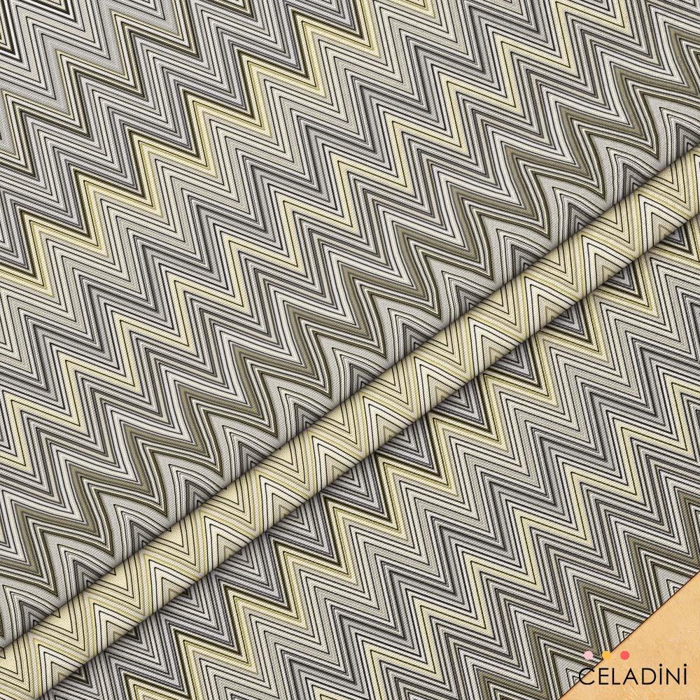 Missoni Tarzı Sarı Gri Zigzag Kumaş