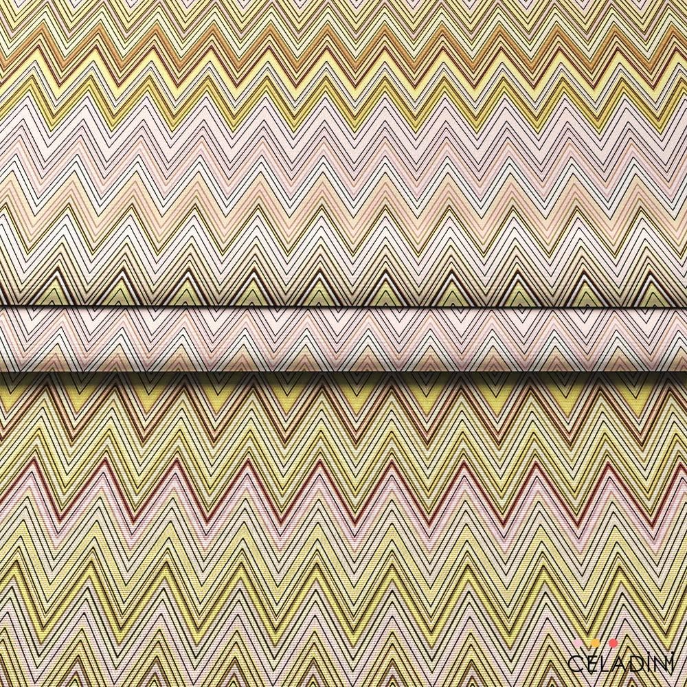 Missoni Tarzı Sarı Pembe Zigzag Kumaş