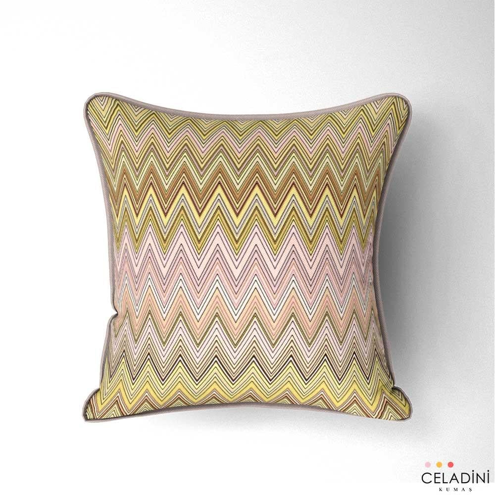 Missoni Tarzı Sarı Pembe Zigzag Kumaş