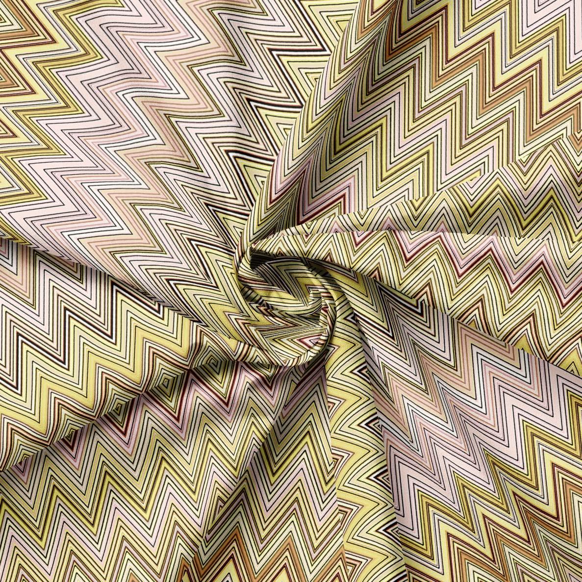 Missoni Tarzı Sarı Pembe Zigzag Kumaş