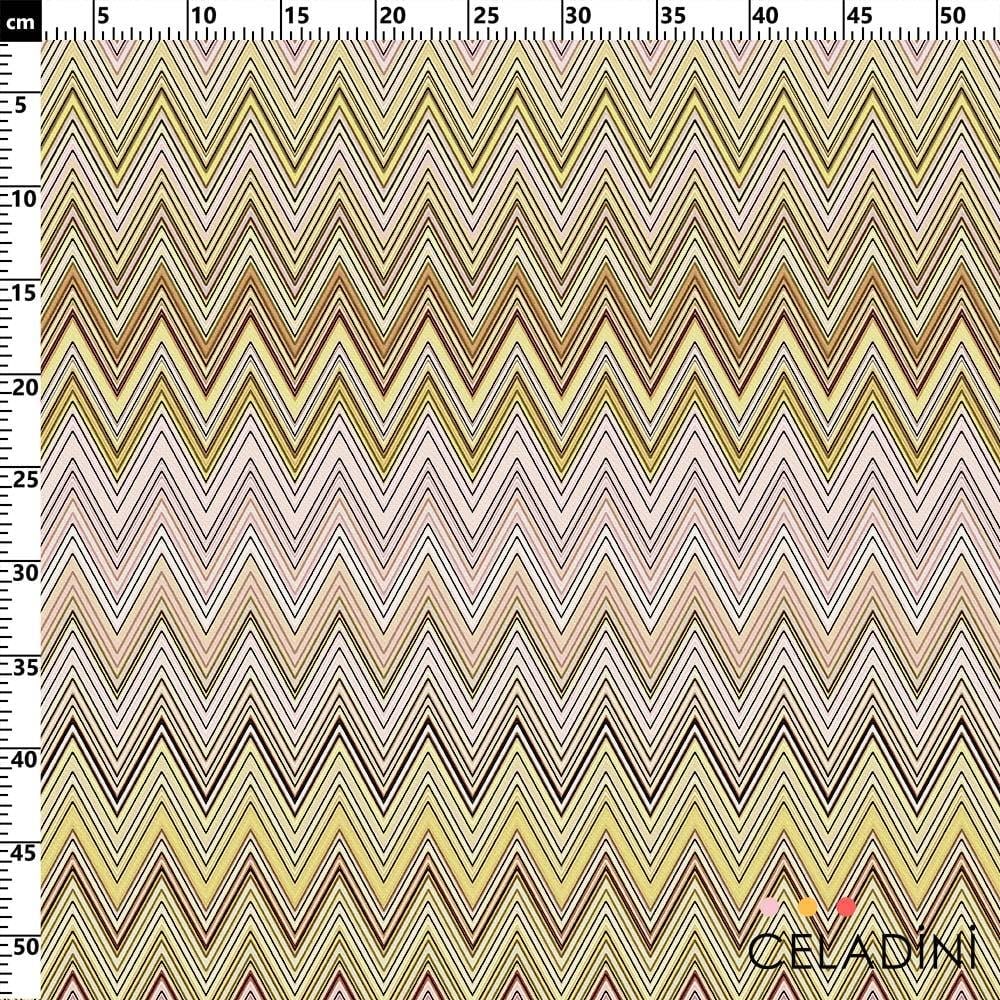 Missoni Tarzı Sarı Pembe Zigzag Kumaş