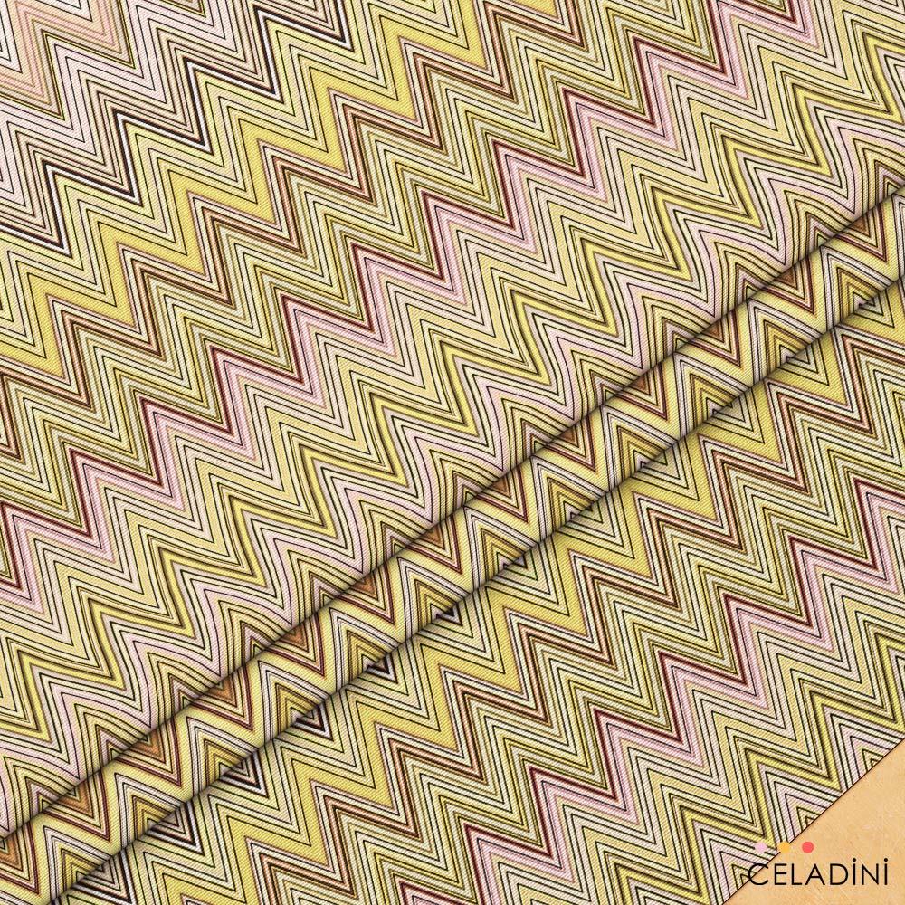 Missoni Tarzı Sarı Pembe Zigzag Kumaş